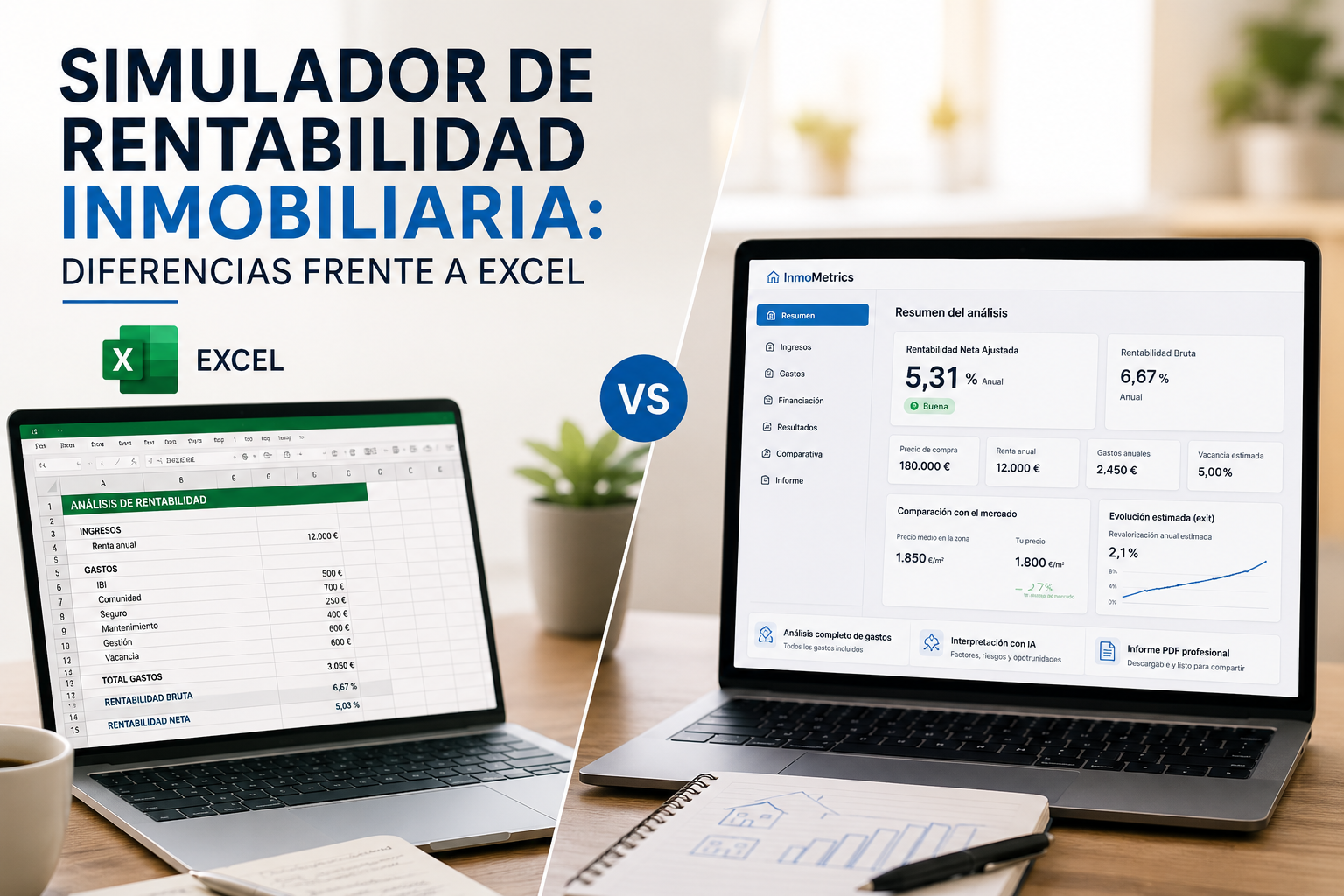 Simulador de rentabilidad inmobiliaria: diferencias frente a Excel