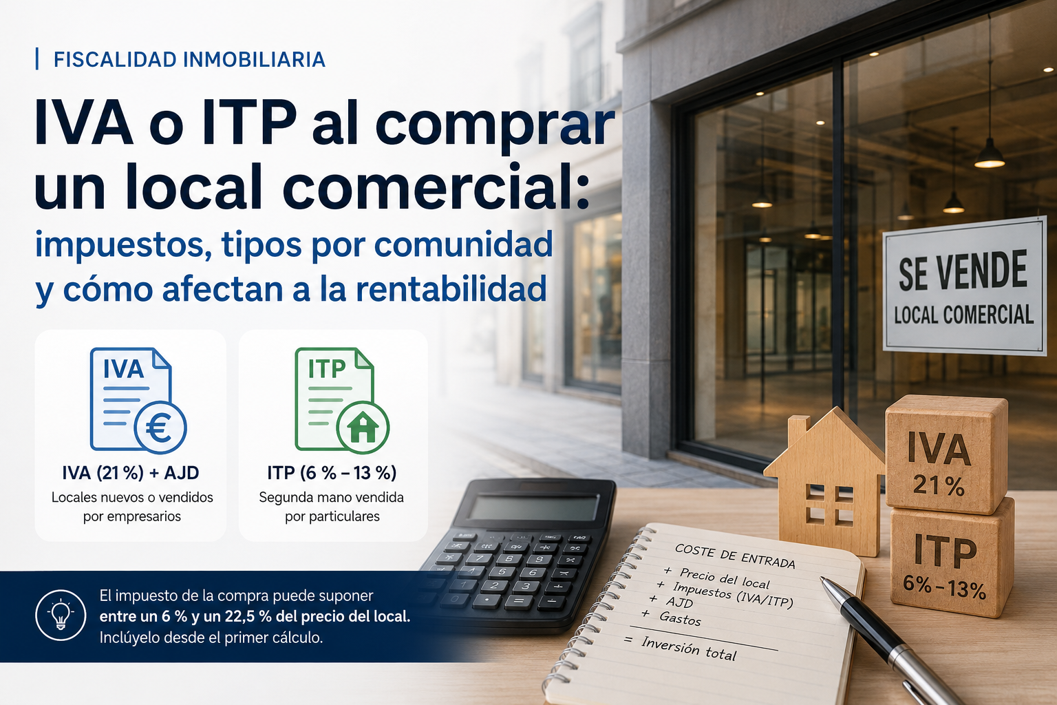 IVA o ITP al comprar un local comercial (por comunidad autónoma)